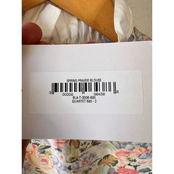 NWT Batsheva X Laura Ashley Spring Prairie Blouse Floral Print Ruffle Cropped Si - Picture 10 of 10